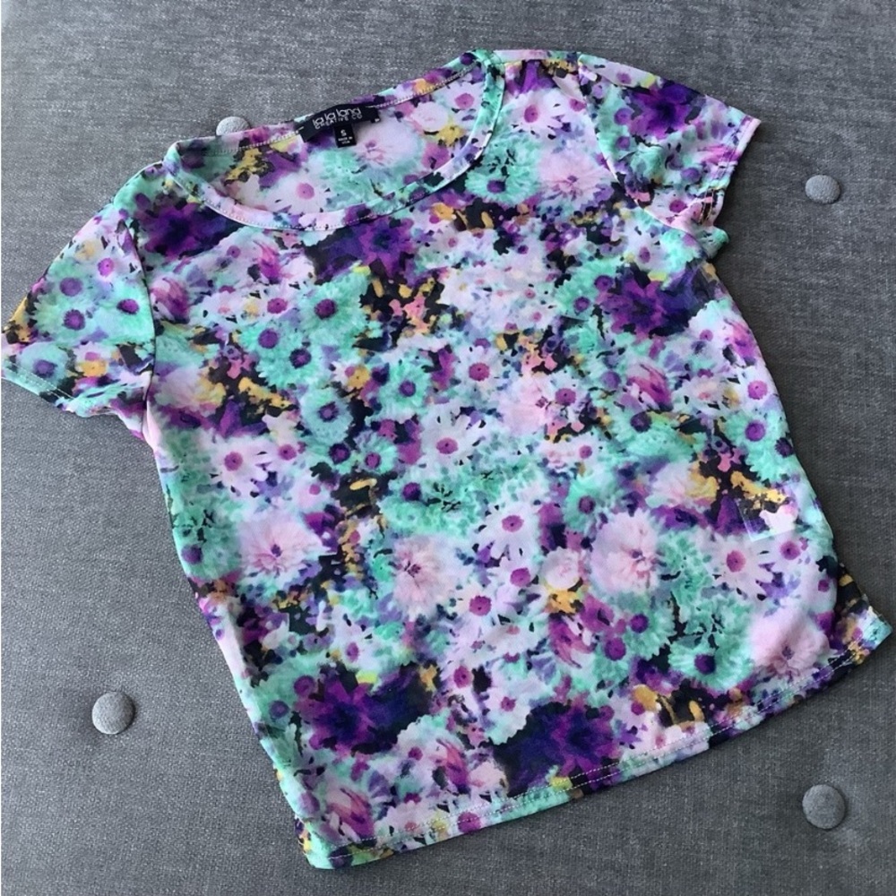 La La Land Creative Co Floral Mesh Top